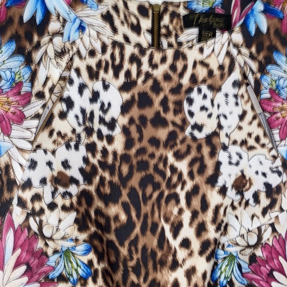 Thalia Sodi Brown Leopard Floral Print Scuba Midi Sheath Dress - Picture 7 of 14